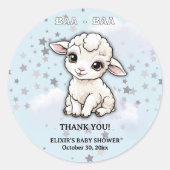 Sticker Rond Baa-baa A Little Lamb Stars Baby Shower (Devant)