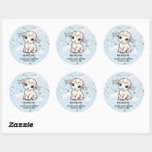 Sticker Rond Baa-baa A Little Lamb Stars Baby Shower (Feuille)