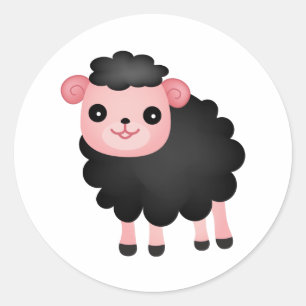 Sticker Rond Baa Baa Black Sheep