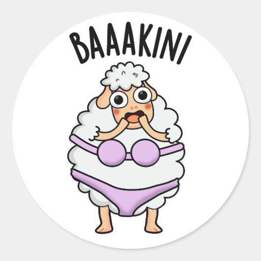 Sticker Rond Baa-kini Funny Bikini Pun (Devant)