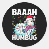 Sticker Rond Baaah Humbug Sheep Xmas Lights Funny Anti Christma (Devant)