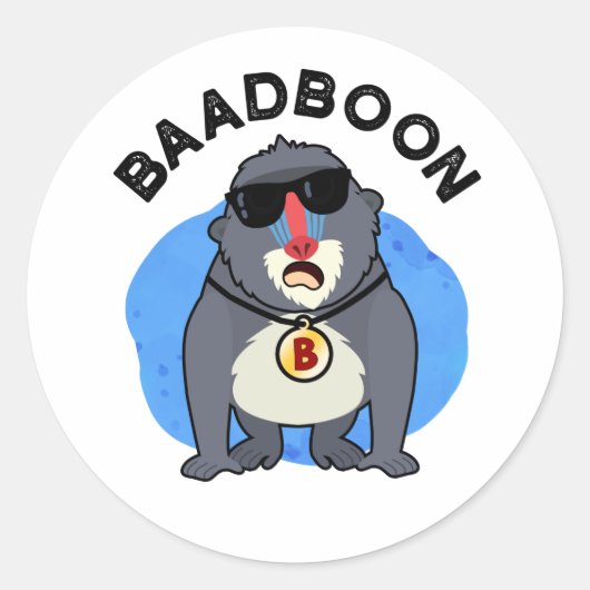 Sticker Rond Baadboon Funny Bad Baboon Pun (Devant)