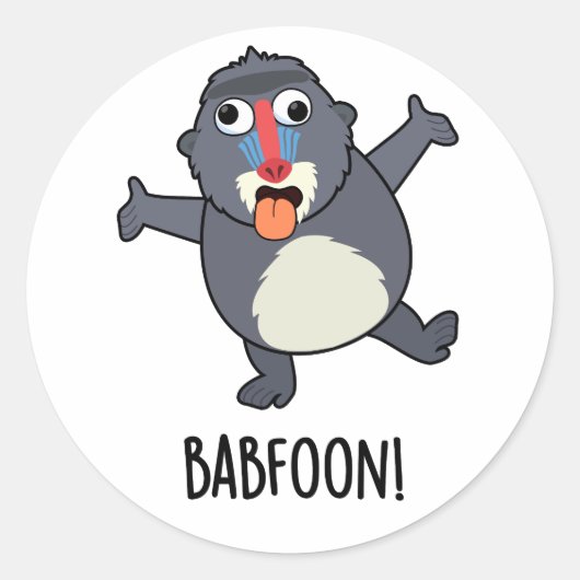 Sticker Rond Bab-foon Funny Baffoon Baboon Pun (Devant)