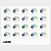 STICKER ROND BABEAU DE NAISSANCE BÉBÉ POISSONS SOUS-MARIN NAVY  (Feuille)