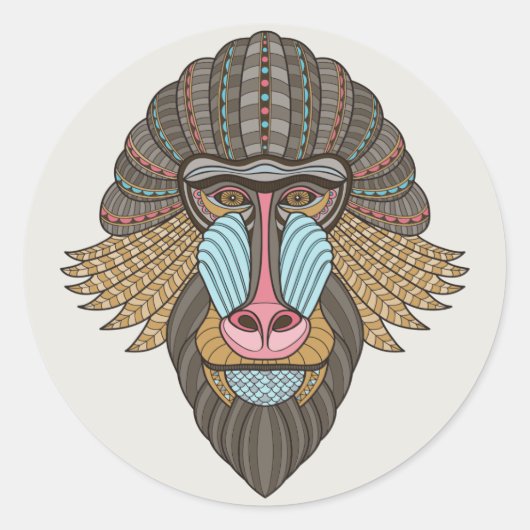 Sticker Rond Baboon illustré (Devant)