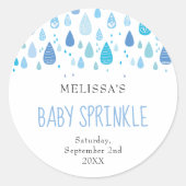 Sticker Rond Baby Blue Raindrops Baby Sprinkle Douche (Devant)