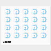 Sticker Rond Baby Blue surfing (Feuille)