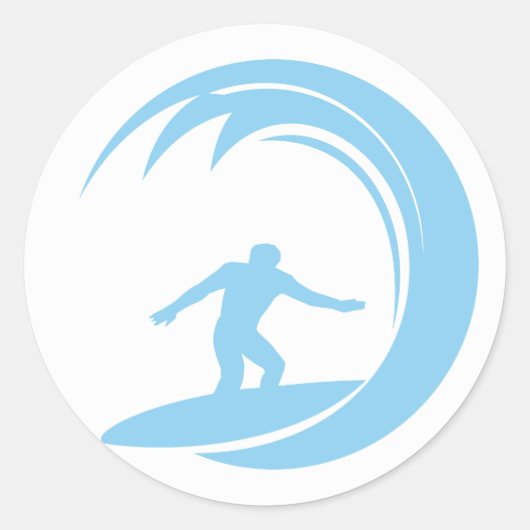 Sticker Rond Baby Blue surfing (Devant)