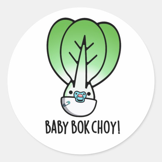 Sticker Rond Baby Bok Choy Funny Veggie Pun (Devant)