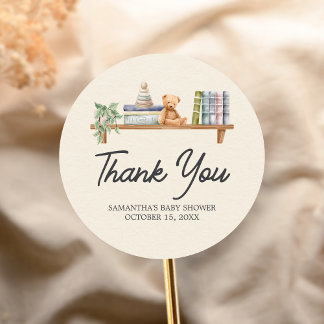 Sticker Rond Baby Books and Brunch Neutral Baby Shower