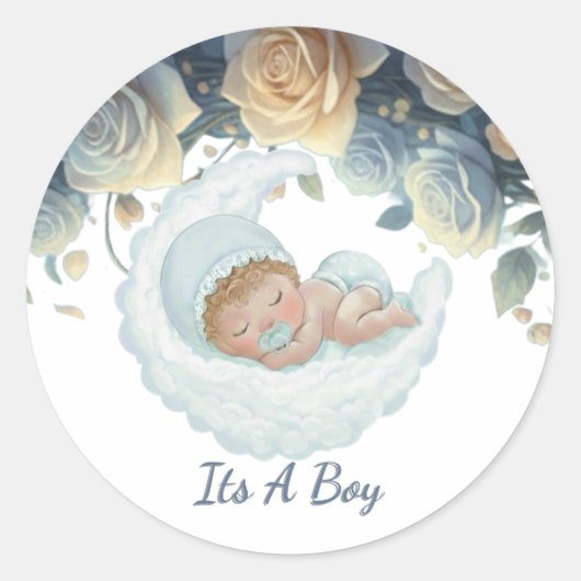 Sticker Rond Baby boy baby shower  (Devant)