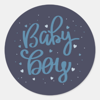 Sticker Rond Baby Boy Blue Baby Shower 