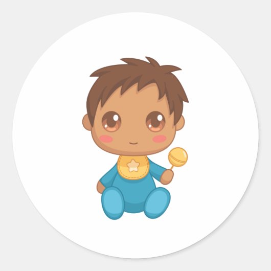 Sticker Rond Baby Boy Blue Jumpsuit (Devant)