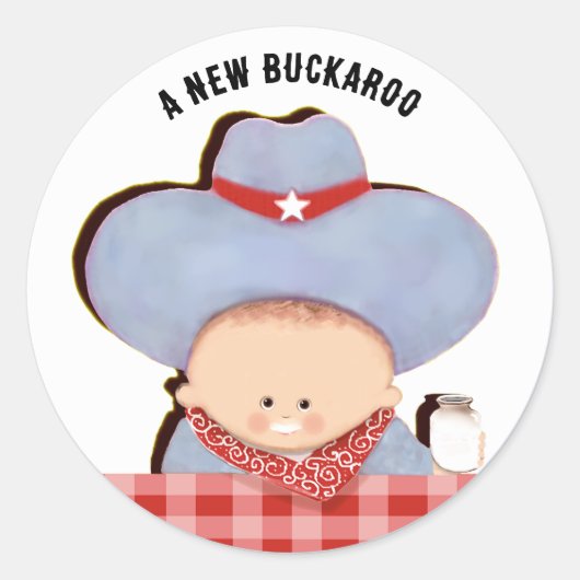 Sticker Rond Baby Boy Cowboy (Devant)