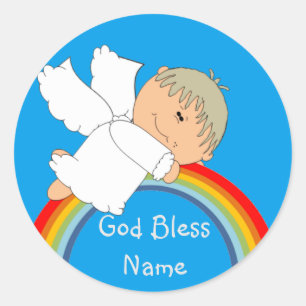 Sticker Rond Baby Boy Douche Anniversaire Soirée mignonne Angel