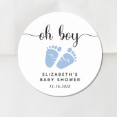 Sticker Rond Baby Boy Douche Pieds Bleus