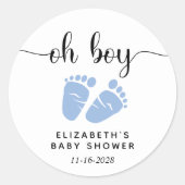 Sticker Rond Baby Boy Douche Pieds Bleus (Devant)