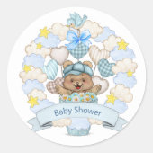 Sticker Rond Baby Boy Douche Teddy Ours (Devant)