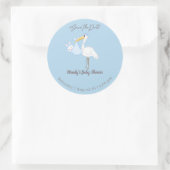 Sticker Rond Baby Boy Stork Rabbit Enregistrer la date (Sac)