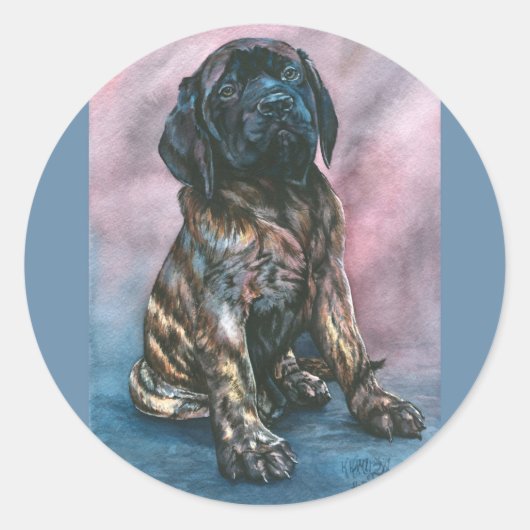 Sticker Rond Baby Brindle Mastiff (Devant)