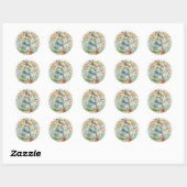 Sticker Rond Baby Bunny Nap Heure Pyjamas Printemps Fleurs mign (Feuille)