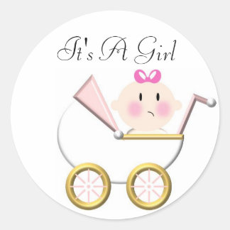 Sticker Rond Baby Carriage 2, C'est une fille