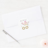 Sticker Rond Baby Carriage 2, C'est une fille (Enveloppe)