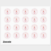 Sticker Rond Baby Cupcake Gingham Rose Douce (Feuille)