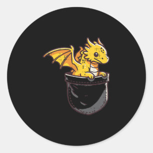 Sticker Rond Baby Dragon Pocket Imaginaire mignon Mythique Enfa
