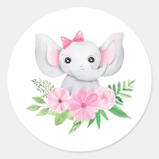 Sticker Rond Baby Elephant Sticket, premier anniversaire, Baby  (Devant)
