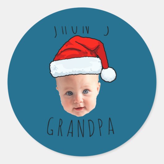 Sticker Rond Baby Face Santa Hat Christmas Photo  (Devant)