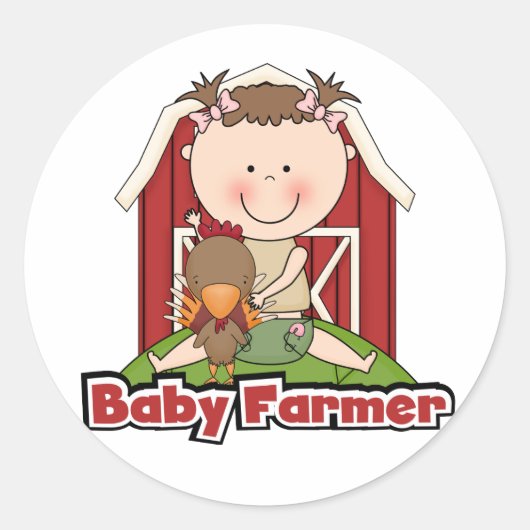 Sticker Rond Baby Farmer avec des T-shirts et des cadeaux de co (Devant)