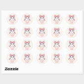 Sticker Rond Baby First Tooth Pink Bow Milestone Kawaii Tooth (Feuille)