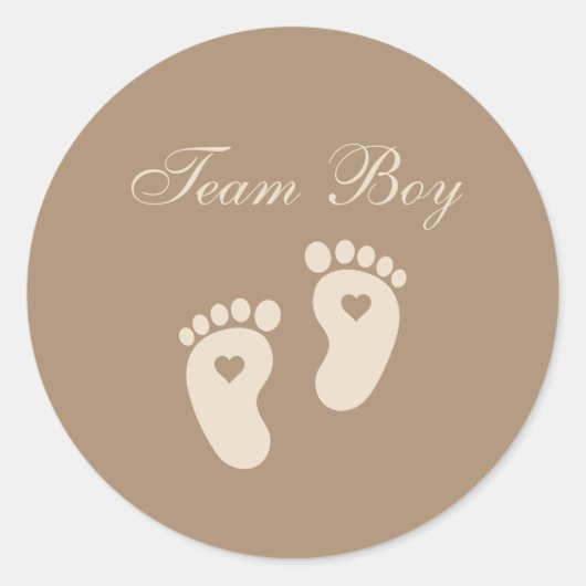 Sticker Rond Baby Footprints Équipe Garçon Brown Genre Reveal (Devant)