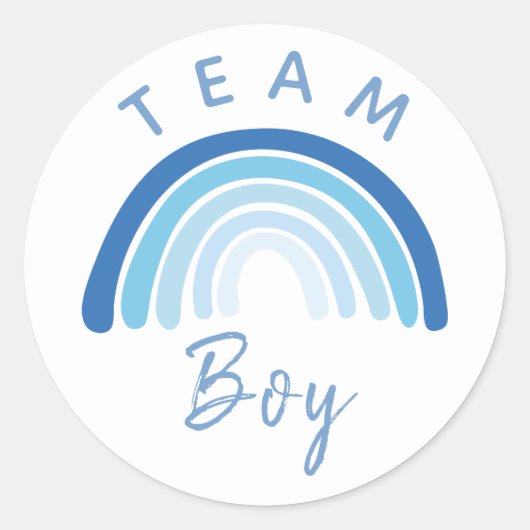 Sticker Rond Baby Genre Revey Party Team Blue Boy Rainbow (Devant)