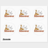 Sticker Rond Baby Giraffe, Baby shower (Feuille)