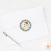 Sticker Rond Baby Girl Angel dormir sur un nuage (Enveloppe)