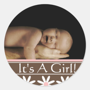Sticker Rond Baby Girl avec votre photo