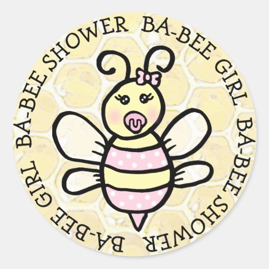 Sticker Rond Baby Girl Ba-Bee Douche (Devant)