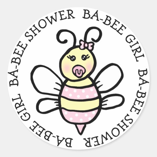 Sticker Rond Baby Girl Ba-Bee Douche (Devant)