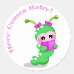 Sticker Rond Baby Girl Bookworm