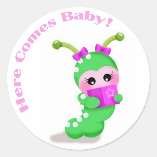 Sticker Rond Baby Girl Bookworm (Devant)