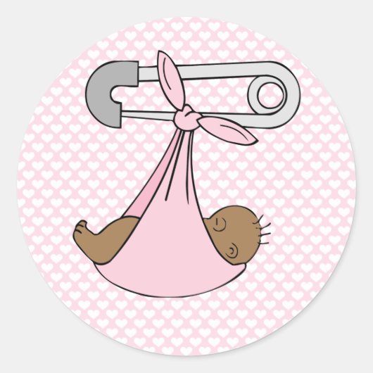 Sticker Rond Baby Girl dans une couverture rose (Devant)