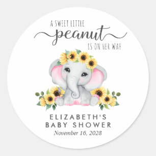 Sticker Rond Baby Girl Douche mignonne Elephant Tournesols