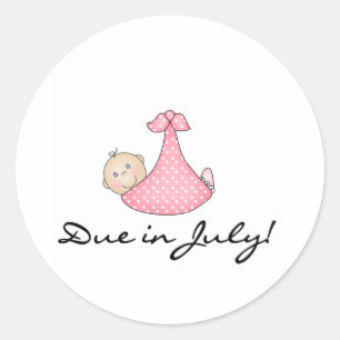 Sticker Rond Baby Girl due en juillet