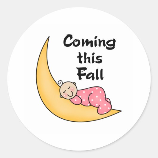 Sticker Rond Baby Girl on Moon Fall (Devant)