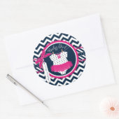 Sticker Rond Baby Girl Tutu Chevron Baby shower d'impression (Enveloppe)