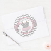 Sticker Rond Baby Girl Tutu Chevron Baby shower d'impression (Enveloppe)