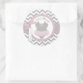 Sticker Rond Baby Girl Tutu Chevron Baby shower d'impression (Sac)