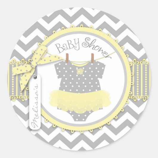 Sticker Rond Baby Girl Tutu Chevron Baby shower d'impression (Devant)